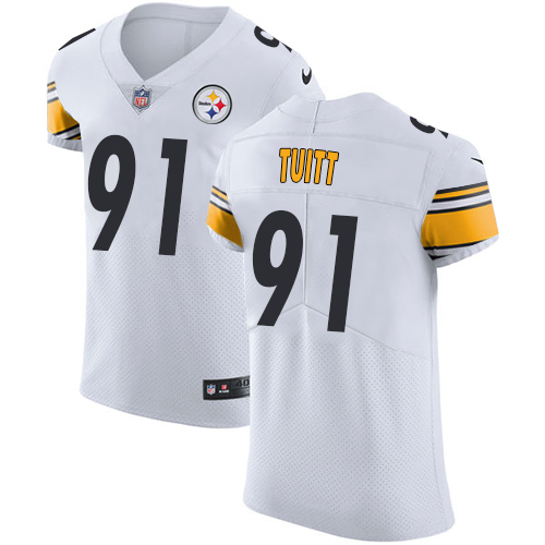 Nike Steelers #91 Stephon Tuitt White Men's Stitched NFL Vapor Untouchable Elite Jersey - Click Image to Close